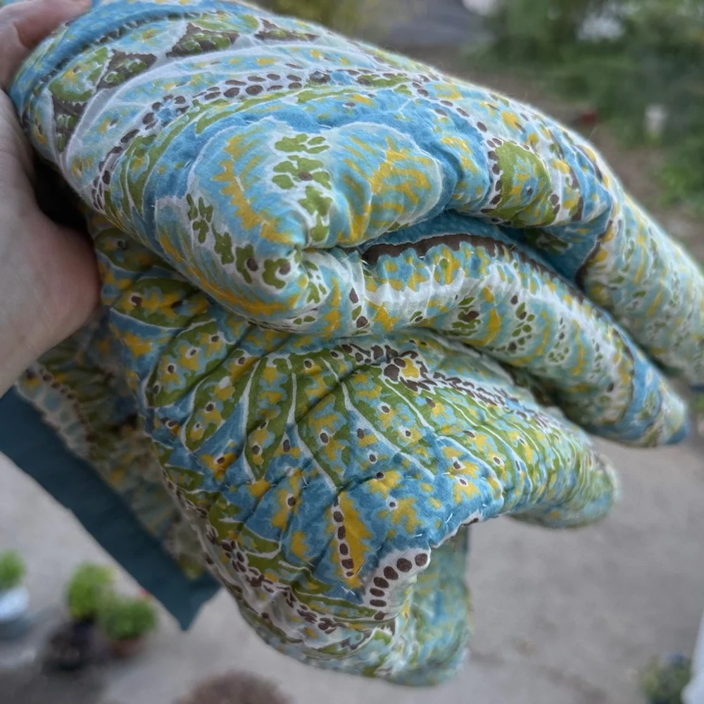 Pottery Barn Shams 2 set‎ Rosalie Paisley Euro covers  quilted greens turquoise